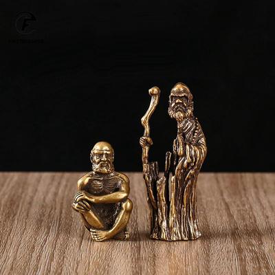 Ретро Латунная Сидящая Статуэтка Бодхидхармы Будды Настольные Украшения Металлические Медные Фигурки Дхармы Миниатюры Домашние Украшения Аксессуар