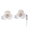 Resin Zirconia Flower Sweet Stud Earrings for Women Stainless Steel Trending Daily Korean Fairy Jewelry Gift Bijoux Femme