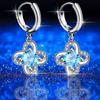 New Silver Plated Earrings Four Leaf Clover Buckle Eternal Flower Women's Drop Earrings with Diamonds