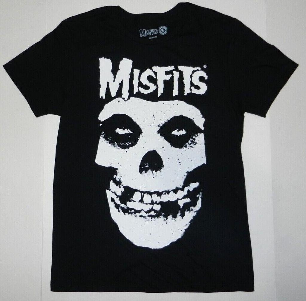 Рок-группа Misfits Классический Череп С Логотипом Черная Футболка Новая
