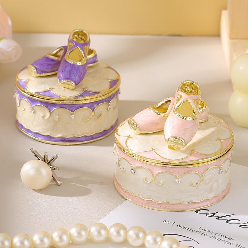 Enamel Jewelry Gift Ballet Shoe Box Ring Jewelry Storage Box Decorative Item