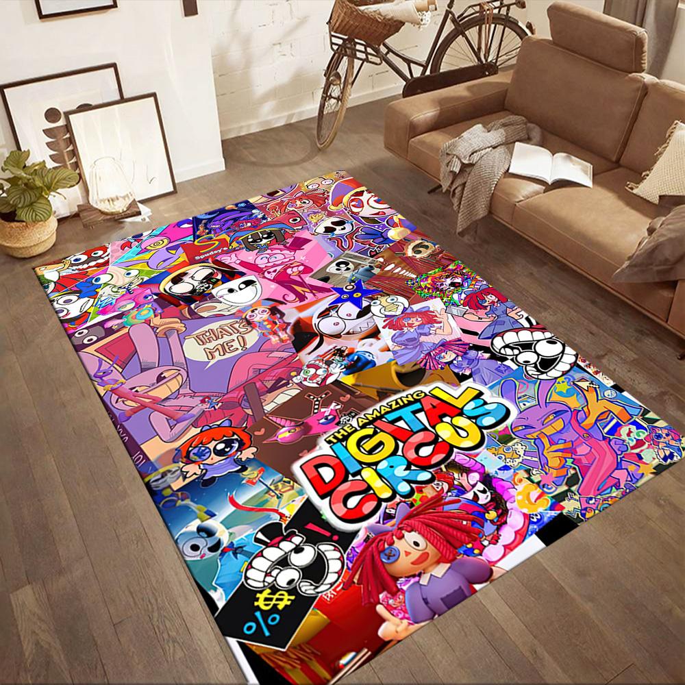 Digital Circus Floor Rug Office Rug Suitable for Playrooms Study room Outdoor Living Rooms Anti-slip Rug Anime Office Decor