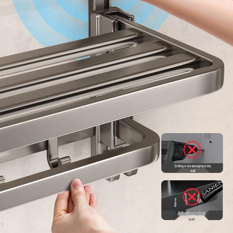 Прочная настенная двойная вешалка для полотенец на присосках без сверления для ванных комнат