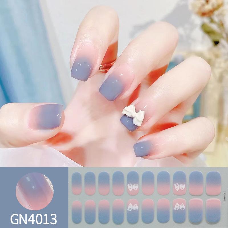 Milky Jelly White Full Cover Nail Stickers Fashion Gradient Adhesive Heart Nail Polish Wraps Women DIY Manicure