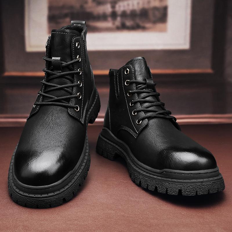Осень-зима Новые мужские повседневные ботинки Толстые универсальные уличные ботинки Роскошные кожаные формальные мужские туфли Ботильоны ручной работы