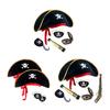 Pirate Compass Skull Print Hat Costume Kits for Treasure Hunt Stylish Role Play Accessories for Halloween Party