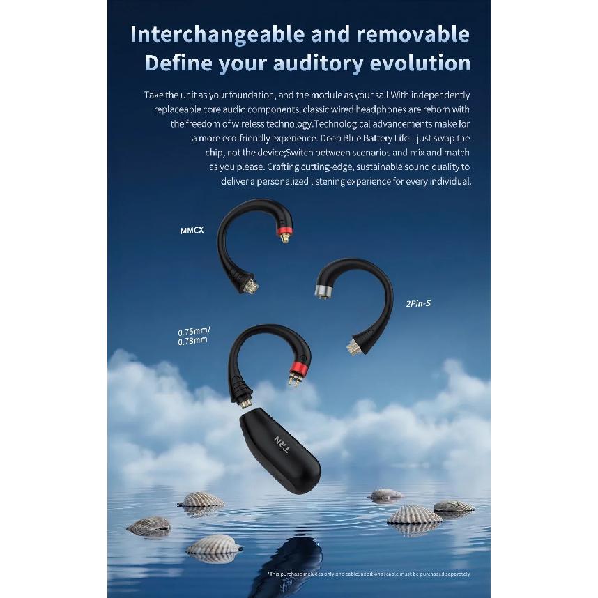 TRN Scallop Wireless Bluetooth 6.0 HIFI Earphones Module Upgrade Cable Replaceable Plug Ear Hook