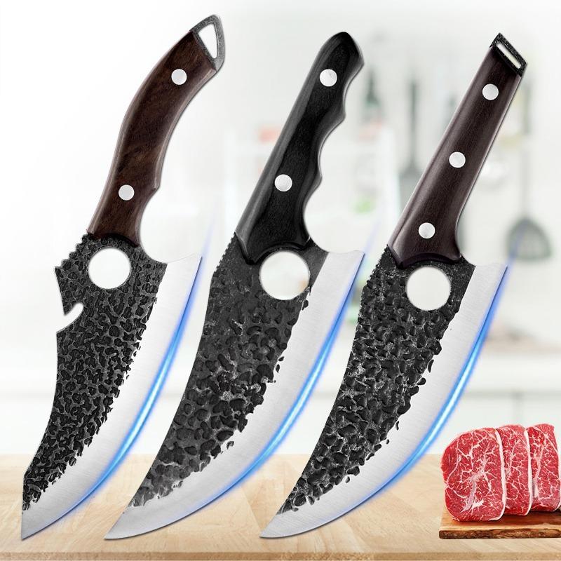 Нож для обвалки из нержавеющей стали Нож мясника Рыболовный нож Ручная ковка Тесак для мяса Кухонный нож шеф-повара