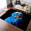 Sesame Street Elmo Black Background Logo Cartoon Print Anti-slip Area Rug Living Room Bedroom Decor Floor Mat For Cartoon Fans