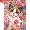HUACAN 5d DIY Кошка Алмазная картина Полный дрель Животное Алмазная вышивка Роза Наборы для вышивки крестом Мозаика Цветок Настенное искусство