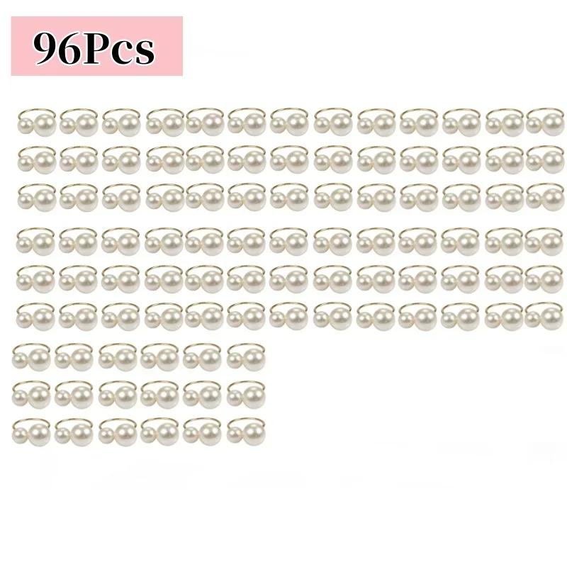 96 шт. Маленькие большие рамки для салфеток с жемчугом, металлические кольца для салфеток, свадебная вечеринка, праздничный банкет, рождественский ужин, декоративные подарки