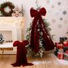 Christmas Bow Large Red Velvet Style Christmas Tree Ornament Festive Holiday Home Decor Gift Christmas Party Accessory