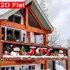 Red Festive Snowman & Candy Cane Christmas Outdoor Fence Banner, Garden Yard Holiday Decor