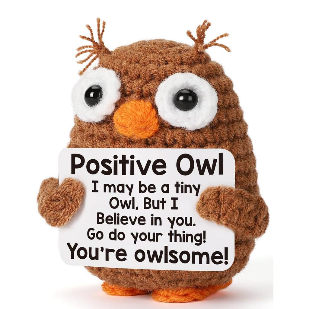 Mini Positive Potato Funny Avocado Duck Cute Knitted Crochet Doll with Card for Women Men Mom Dad Friend Birthday Cheer Up Gifts