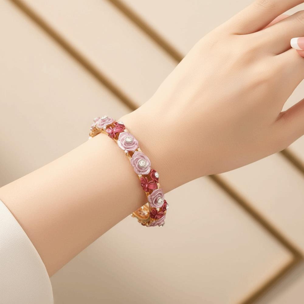 Traditional Filigree Enamel Bangle Rhinestone Women's Wrist Jewelry Daily