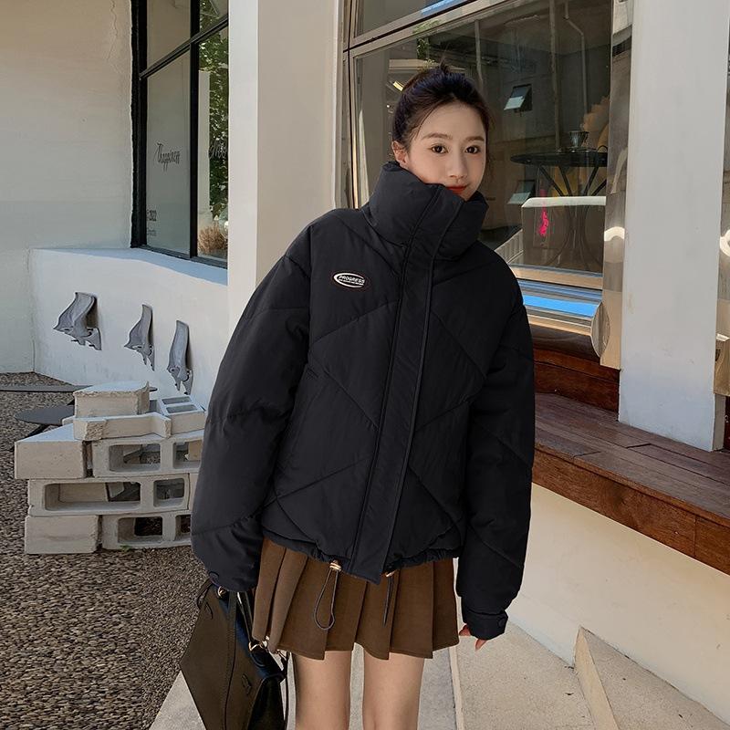 Новые зимние женские короткие парки, куртки, повседневные, толстые, теплые, с капюшоном, узорчатое пальто, женская зимняя верхняя одежда, свободная куртка, парки