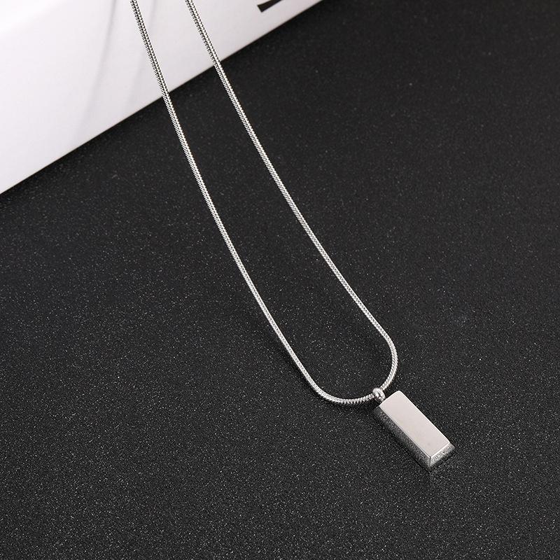 Креативное мужское ожерелье Крутое геометрическое ожерелье Титановая ключичная цепочка Подарок парню Серебряный цвет Кирпичи Панк Парное ожерелье
