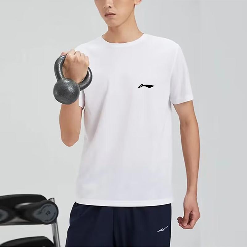 Li Ning Plain Round Neck Short Sleeve T-Shirt Men Tops White YTST079-2