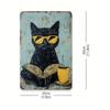Винтажная кошка в очках Книга Металлический плакат Настенное искусство для дома Кафе Бара Гаража