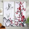 Chinese Landscape Painting 3D Printed Curtains Ink Painting Calligraphy Zen Elegant Classical Rod Pocket Curtains 2 Pieces
