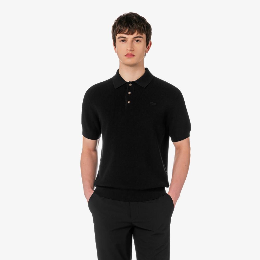 [lacoste] Men's Ribbed Collar Twisted Yarn Short-Sleeve Sweater Polo Shirt PH943E-56G