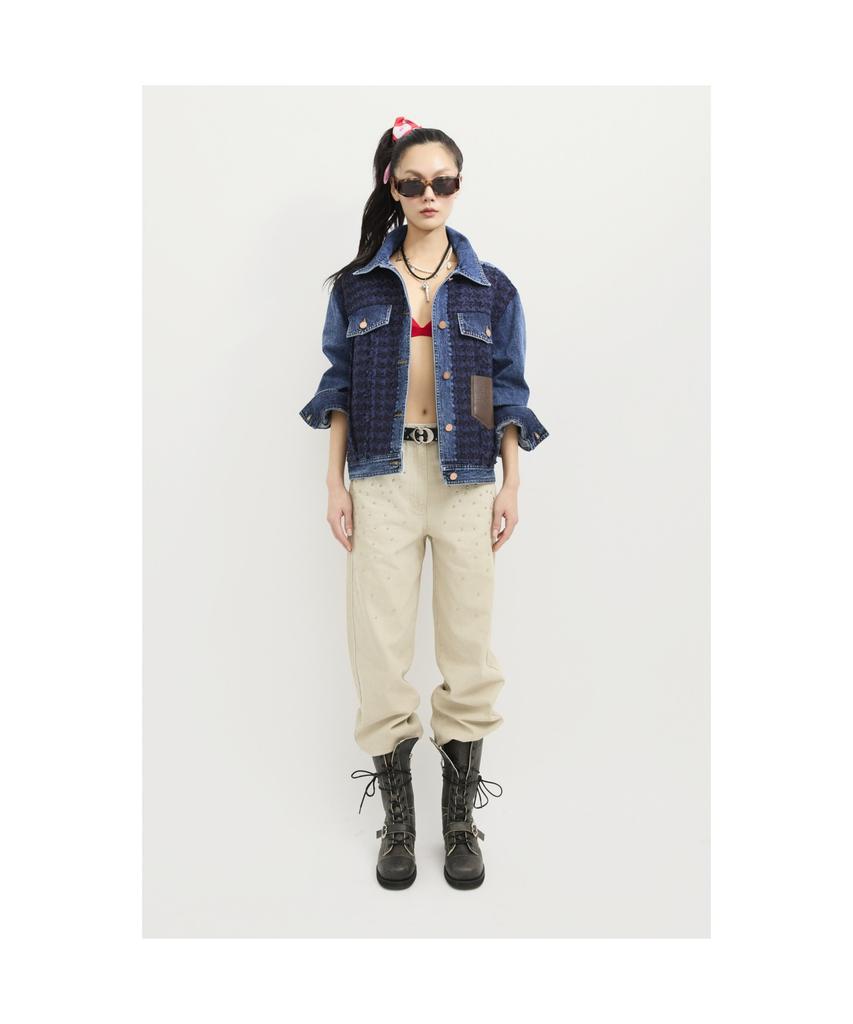 Lucky Chouette Tweed Mix Denim Jacket (Blue) Lfpds25100Bux