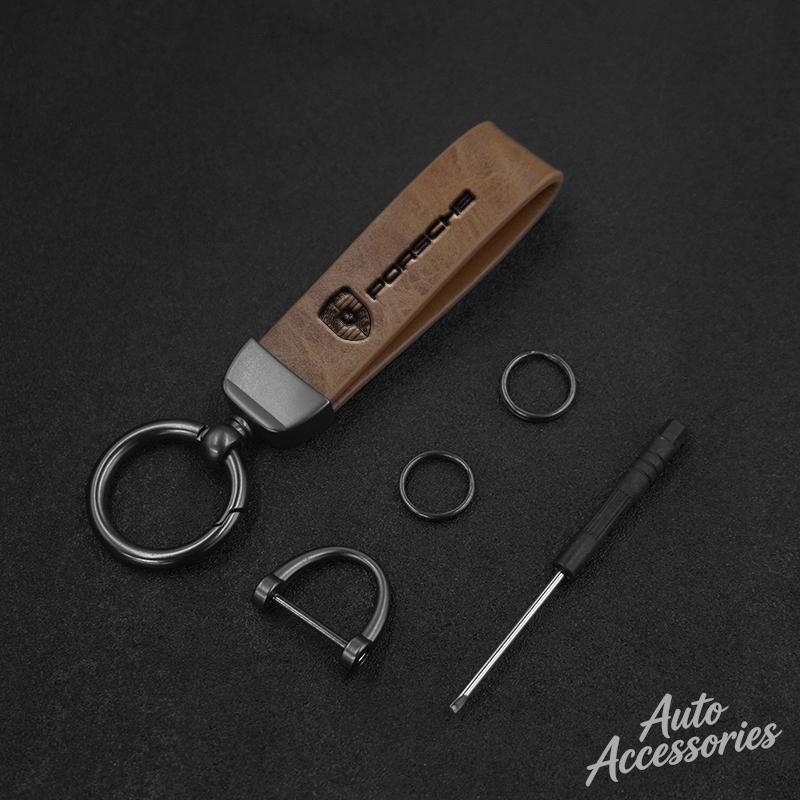 Car Keychain Key Chain Ring Pendant Lanyard Men Gifts For Porsche Cayenne Panamera Macan 911 718 Taycan Boxster Cayman Accessory