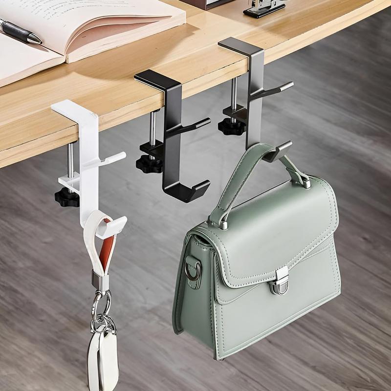 Desk Clamp Bag Hook Adjustable Double Hook Headphone Stand Backpack Storage Hanging Hook Punch-free Home Office Organizer