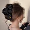 Large Satin Hair Claw Korean Style Shark Gripper For Women Elegant Daily Life Hair Accessories For Travel Shopping Party