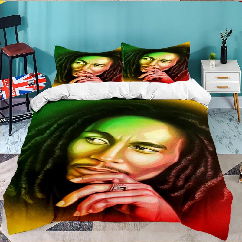 Bob music Vibrant Art 3PCS Bedding set,Ideal for 1pc Duvet Cover And 2pcs Pillowcases Perfect for Fan gift,Ideal for Bedroom, Dormitory
