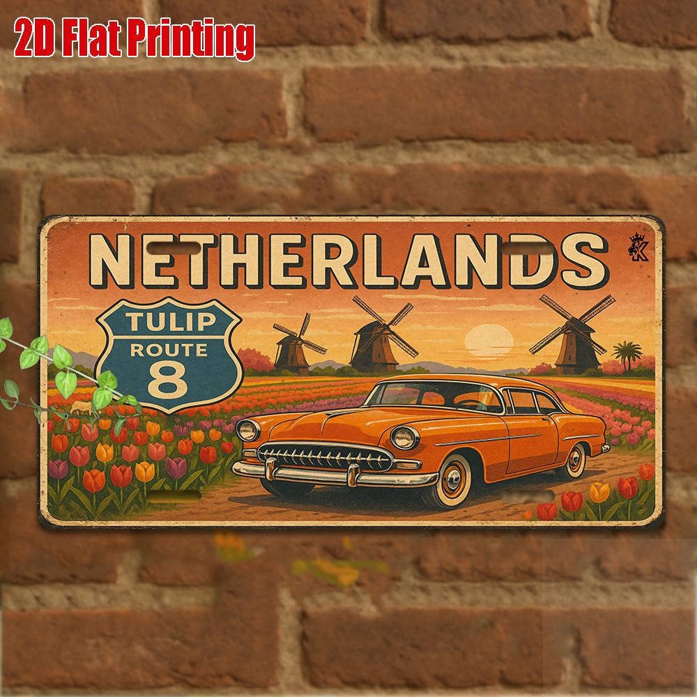 D Flatpc Vintage Metal Sign Only for decoration Outdoor Wall Art ( ) NETHERLANDS Aluminum Sign Retro Travel