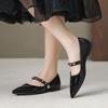 Soft Sole Flats Women's Fashion Rivet Buckle Straps Mary Jane Shoes Elegant Pointed-toe Pumps Lady Microfiber Leather Work Shoes