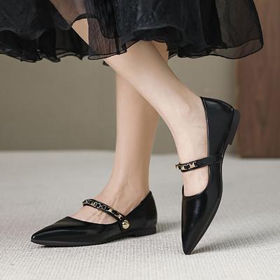 Туфли на плоской подошве с мягкой подошвой, женские модные туфли Мэри Джейн с заклепками и пряжками, элегантные туфли-лодочки с острым носком, женские рабочие туфли из микрофибры и кожи