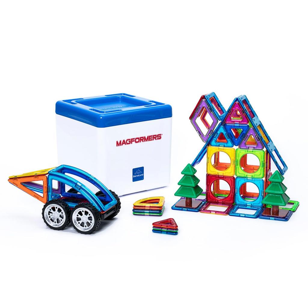 BorneLund Magformers Discovery Box Pieces with Instructions Educational Toy for Ages 3 and Magnetic Building MF797014 [71 Booklet] Up, Blocks,