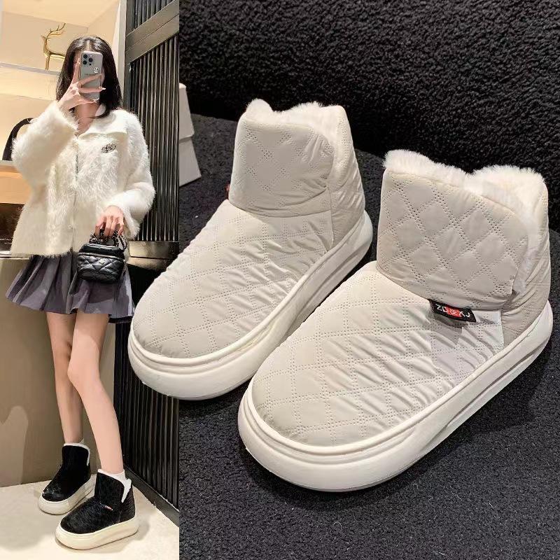 Winter Thickened Cotton Uppers and Bread Shoes Warm Cotton Boots Plus Down New Snow Boots for Women Medium and Short Tube
