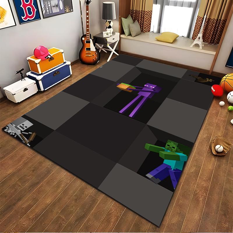 "Pixel Art Style Carpet with Purple Character and Dark Theme" Suitable for use as an anti-slip for living room bedroom sofas