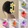 Hawaii Flower Hair Clip Girls Colorful Egg Flower Shape Hair Claws Acrylic Ponytail Hair Clips Wedding Party Hair Accessories