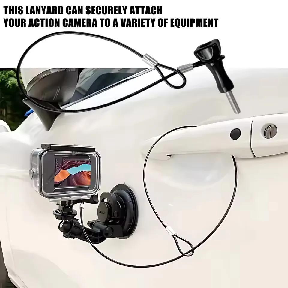 Stainless Steel Tether Lanyard Safety Strap Stainless Steel Cable with Screw Short Rope Wrist Hand Universal for GoPro Insta360