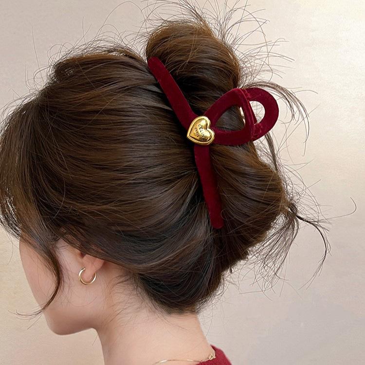 2023 Christmas Red Velvet Large Claw Hair Clip for Women