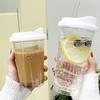 Leak-proof Water Bottle Transparent Coffee Cup Portable Drinking Bottle For Juice Milk Tea Coffee
