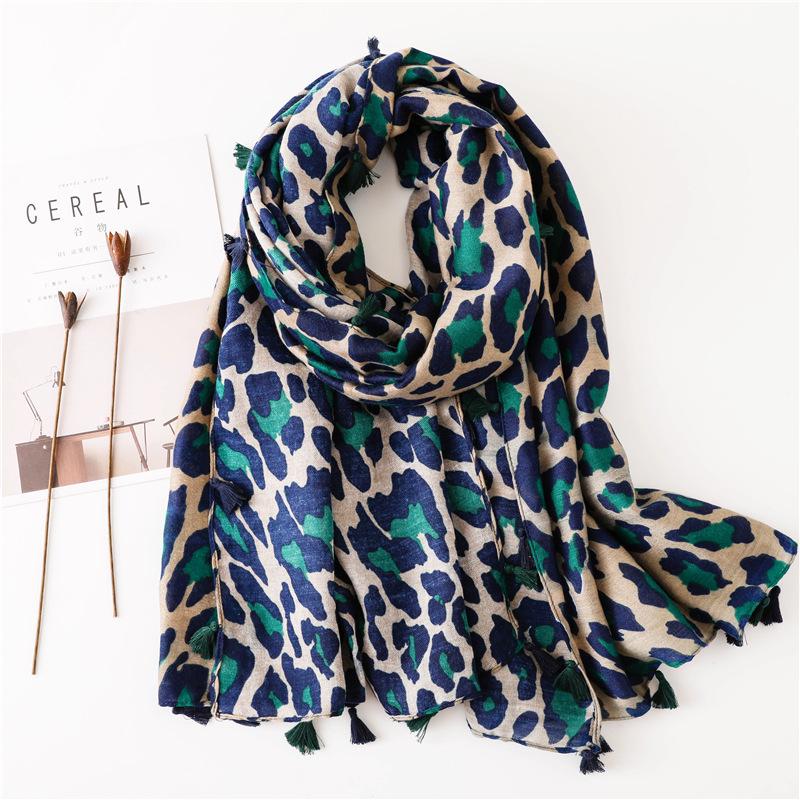 Spring And Autumn Winter Fashion Leopard Scarf Long Versatile Women'S Cotton And Hemp Silk Scarf Dual Use Shawl
