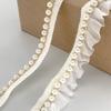 10M Cream White Beaded Fringe Imitation Pearl Ruffles Lace Ribbon Edge Trim Curtains Dress DIY Crafts Decor Sewing Accessories