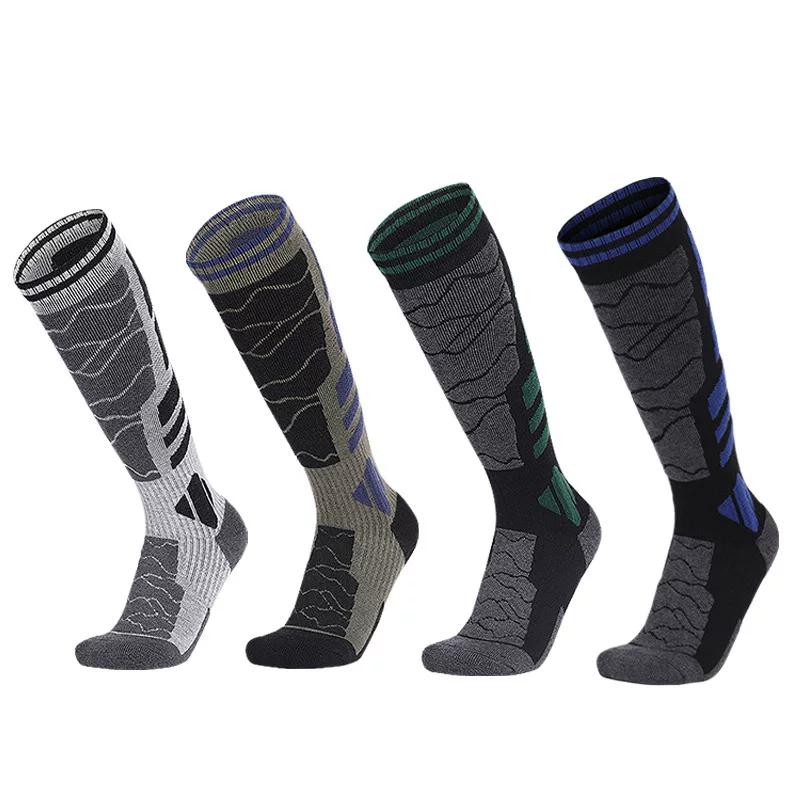 Men's Ski Socks for Outdoor Sports, Thick and Comfortable, with Towel Bottoms, Long Tube, Merino Wool, Sweat-Absorbent, Warm, for Single and Double
