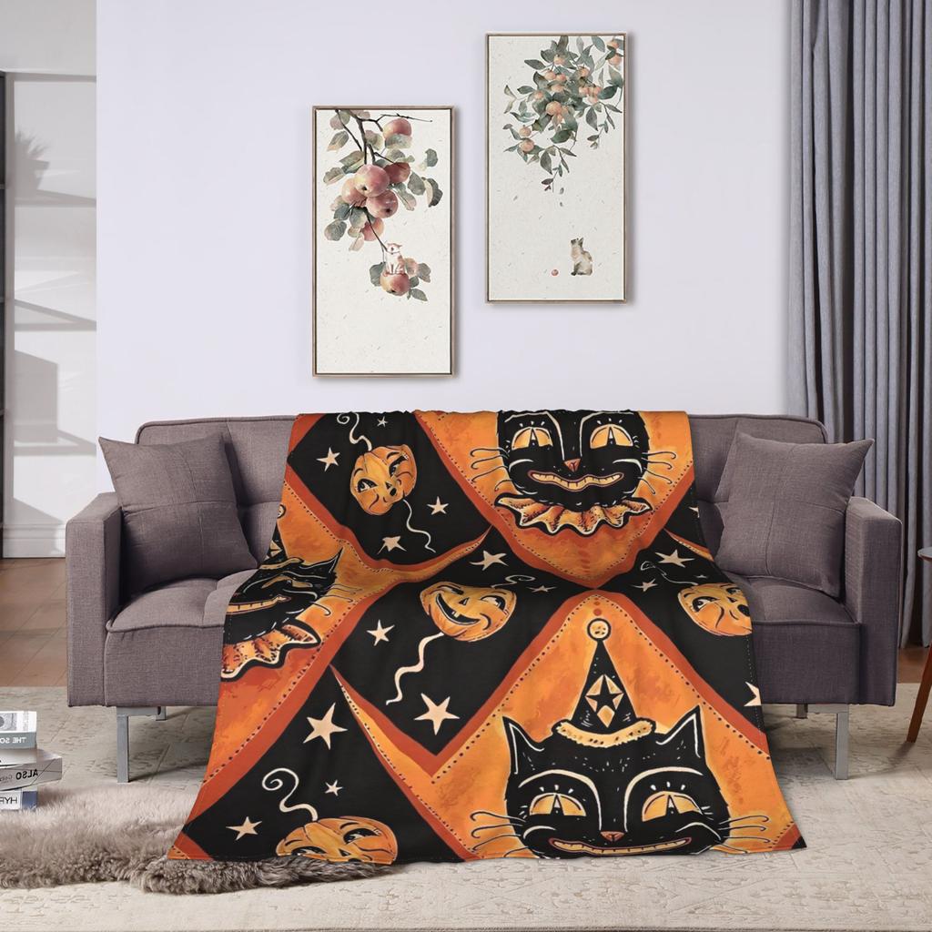 Halloween Theme Pattern  Flannel Blanket Spring  Super Soft Throw Blanket Home Decor Comfortable Bedspread Sofa Bed Cover