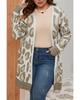 Azura Exchange Beige Plus Size Leopard Pattern Cardigan