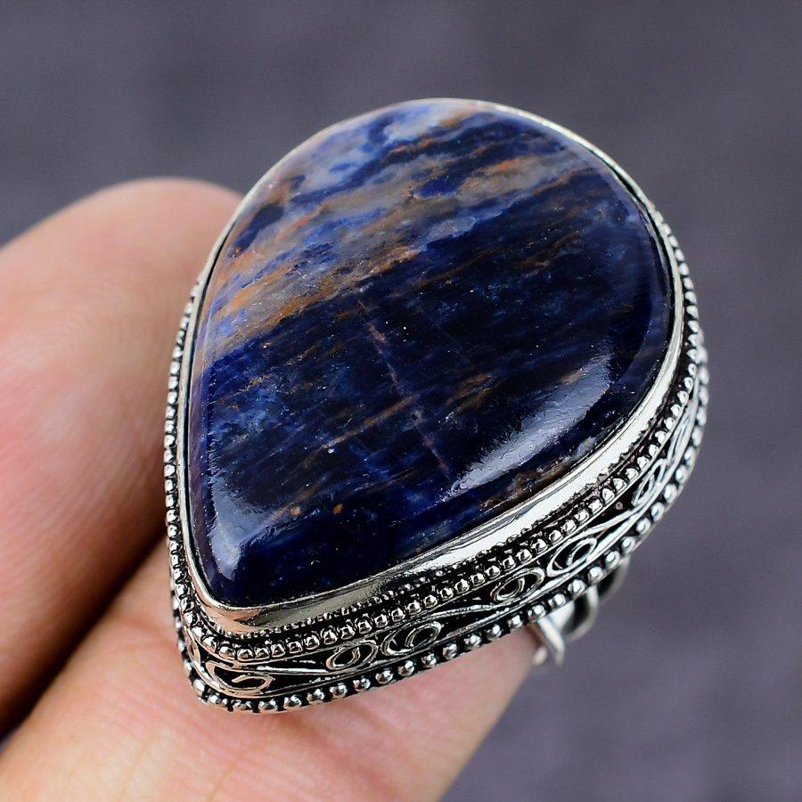 Sodalite Gemstone Handmade 925 Sterling Silver Gift Jewelry Ring Size 7 U7J01