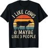 I Like Cows And Maybe Like 3 People Cow Farm Farmer Retro T-Shirt