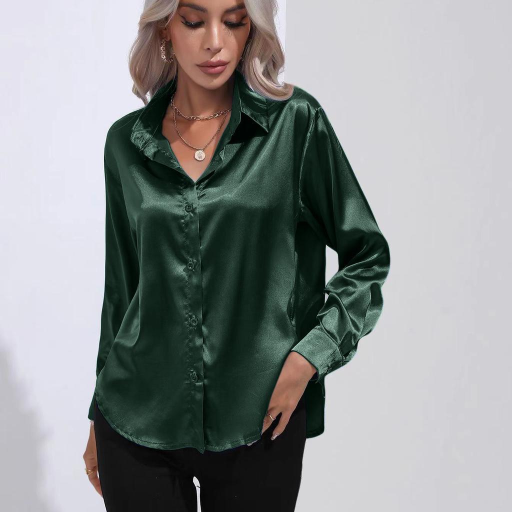 Женская простая блузка, весенний новый кардиган с V-образным вырезом, свободная рубашка с длинным рукавом и пуговицами