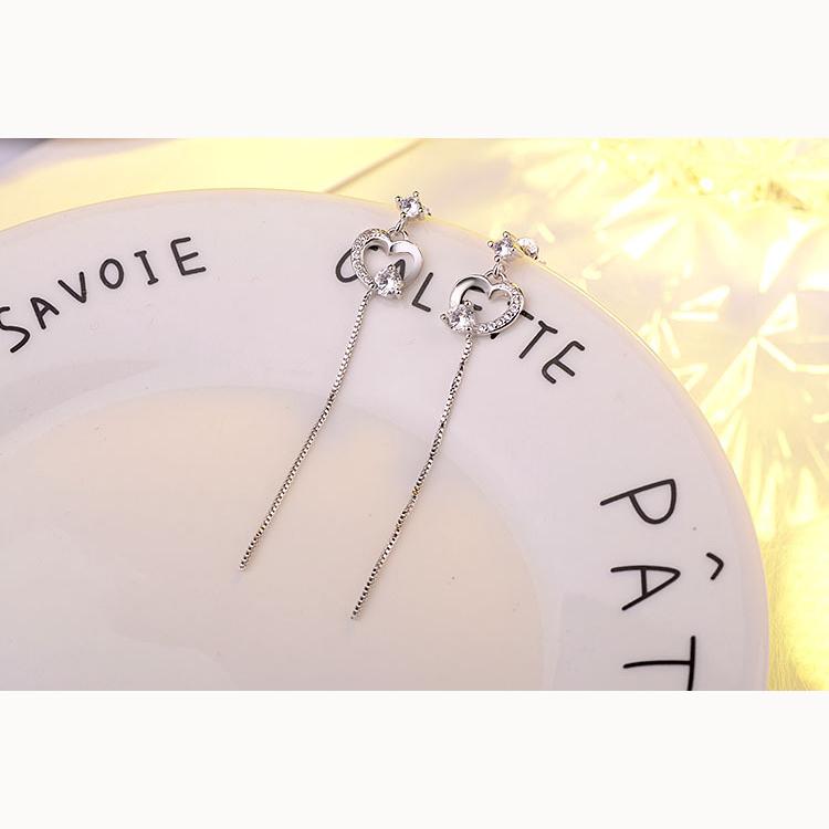 Модный темперамент, элегантные длинные серьги-кисточки, женские серьги в форме сердца из циркония, подарок на День святого Валентина девушке, серьги-украшения для ушей