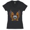 Historic Route 66 Women's V-Neck T-shirt The Legend Rolls On, The Mother Road, American Pride, Car Enthusiast, Gift for Mechanic Tee